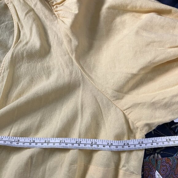 Old Navy Dress Womens 3x Yellow Wrap Puff Sleeve Mini NWT Linen Blend - Picture 11 of 11